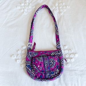 Vera Bradley Purple Blue & White Paisley Quilted Crossbody Crescent Moon Purse